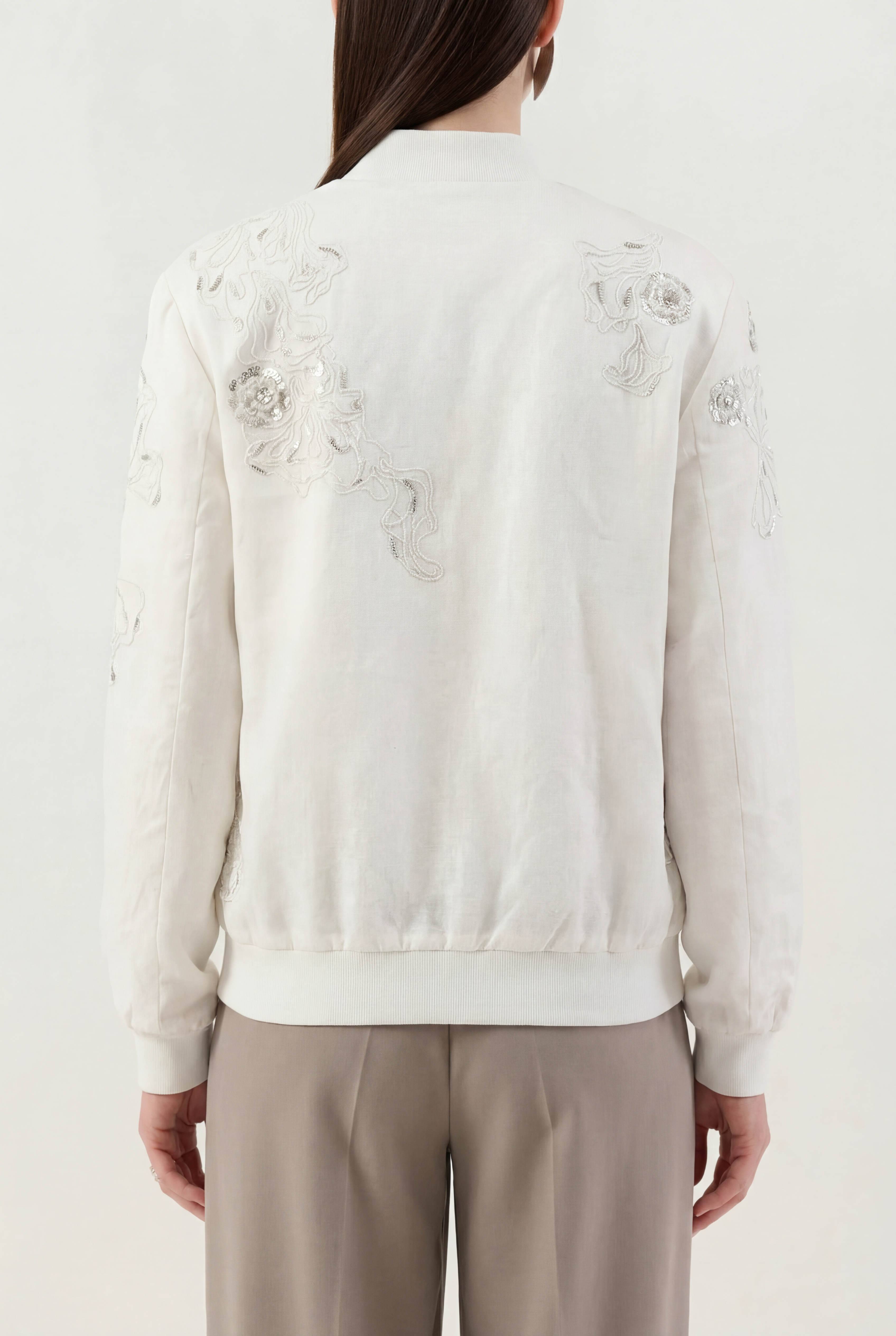 Ivory Reflections Bomber Jacket